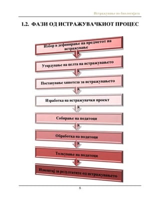 Istra`uvawe vo biologijata
8
1.2. FAZI OD ISTRA@UVA^KIOT PROCES
 
