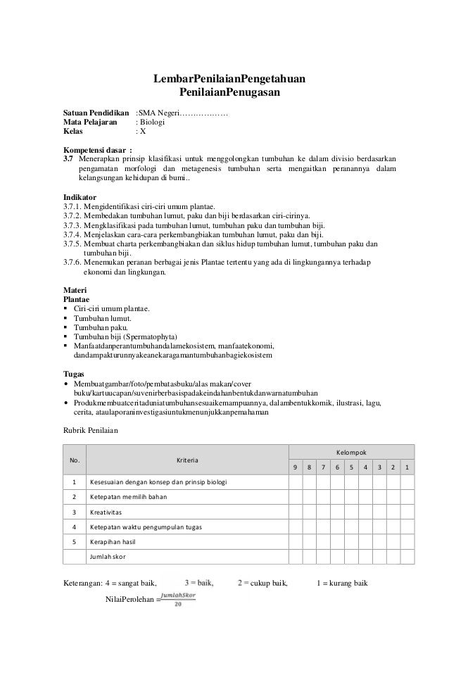 RPP SMA Biologi Kelas X
