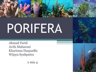 PORIFERA
Ahmad Farid
Avifa Maharani
Kharisma Haquadlu
Wijaya Syahputra
x mia 4
 