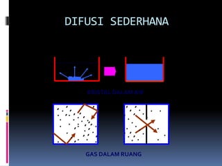 DIFUSI SEDERHANA 
KRISTAL DALAM AIR 
GAS DALAM RUANG 
 