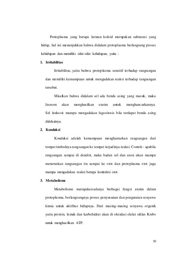Biologi sel "sifat fisika protoplasma"
