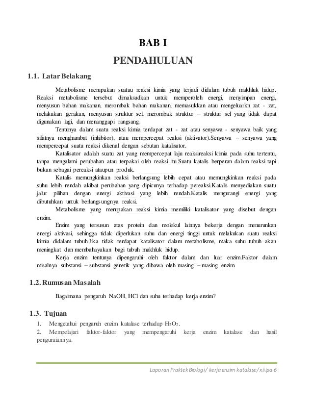 Kerja Enzim Katalase