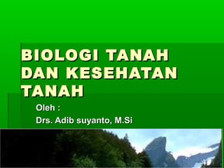 BIOLOGI TANAH
DAN KESEHATAN
TANAH
Oleh :
Drs. Adib suyanto, M.Si

 