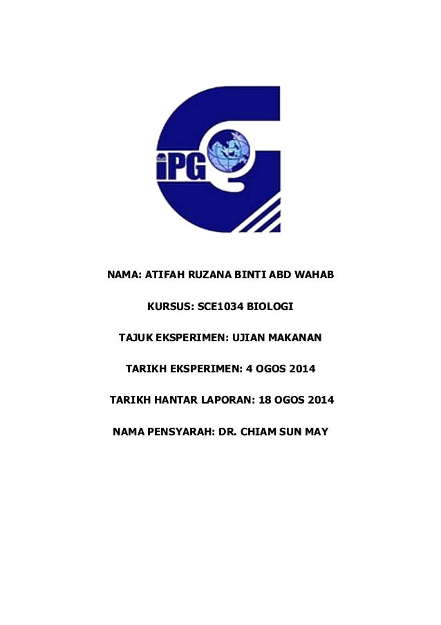 Laporan Amali Biologi Ujian Makanan