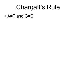 Chargaff’s Rule A=T and G=C 