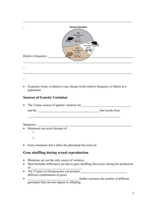 Biology - Chp 16 - Evolution of Populations - Notes | PDF