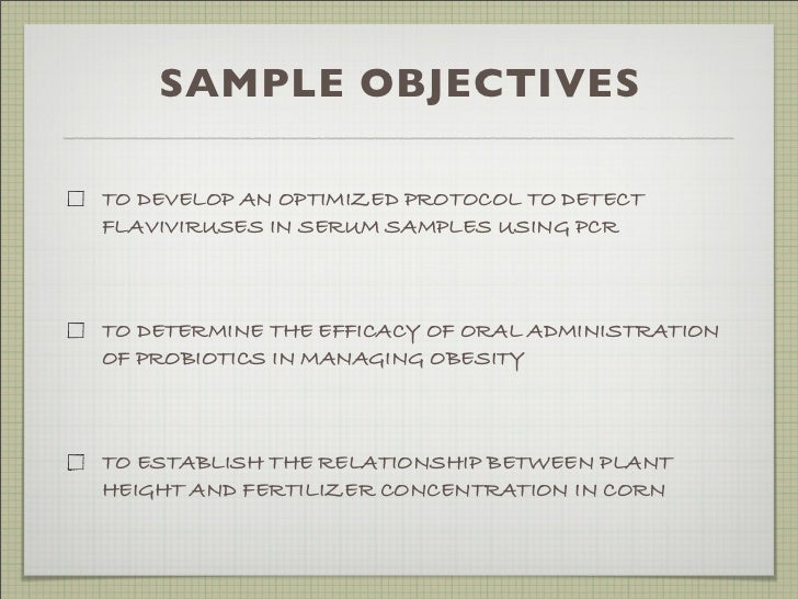 samples of objectives