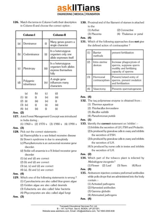 NEET UG 2016 Biology Question Paper | PDF