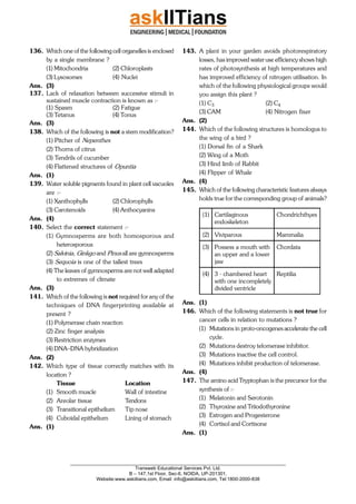 NEET UG 2016 Biology Question Paper | PDF