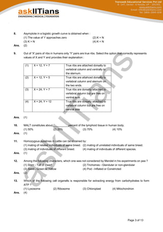 NEET UG 2017 Biology Question Paper | PDF