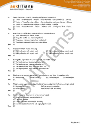 NEET UG 2017 Biology Question Paper | PDF