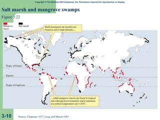 Copyright © The McGraw-Hill Companies, Inc. Permission required for reproduction or display.
Salt marsh and mangrove swamps
Figure 3.22
3-10 Source: Chapman 1977, Long and Mason 1983
 
