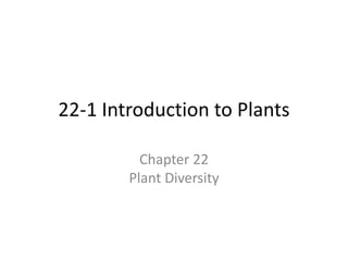 22-1 Introduction to Plants Chapter 22Plant Diversity 