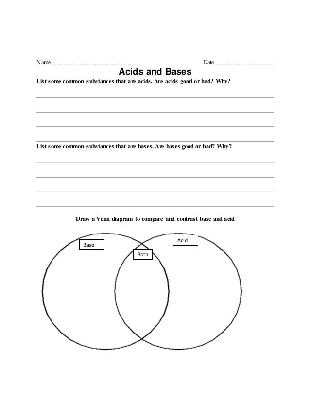 biology acids and bases read comp compare and contrast acids and bases venn diagram