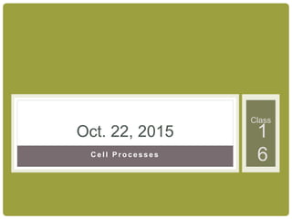 Class
C e l l P r o c e s s e s
Oct. 22, 2015 1
6
 