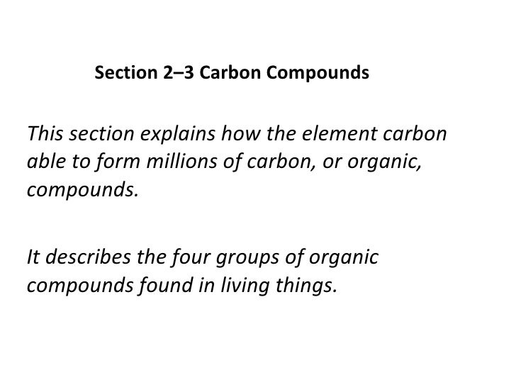 biology carbon compounds standard form of carbon