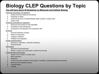 Biology CLEP Study Guides & Biology CLEP Practice Tests | PDF