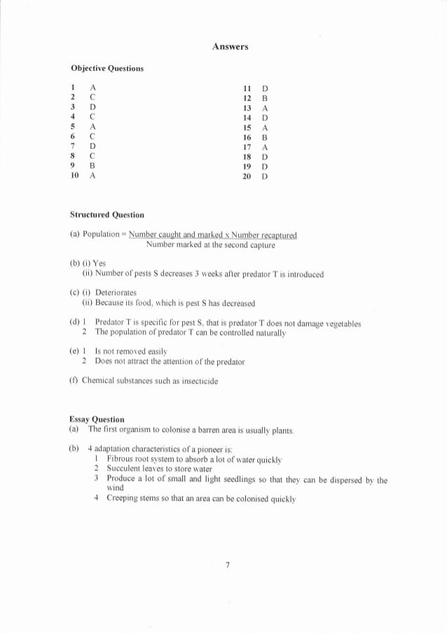 form 4 biology essay questions