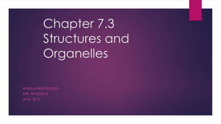 Chapter 7.3 
Structures and 
Organelles 
WASILLA HIGH SCHOOL 
MRS. RAGSDALE 
2014 - 2015 
 