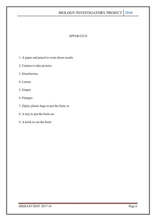 Biology Investigatory Project Class 11 and 12 | PDF
