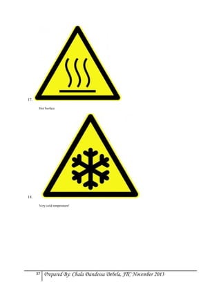 17.
Hot Surface

18.
Very cold temperature!

37

Prepared By: Chala Dandessa Debela, JTC November 2013

 