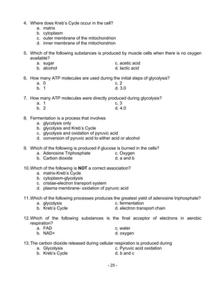 Biology m5 cellular respiration | PDF
