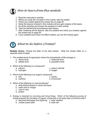 Biology m6 the levels of biological organization | PDF