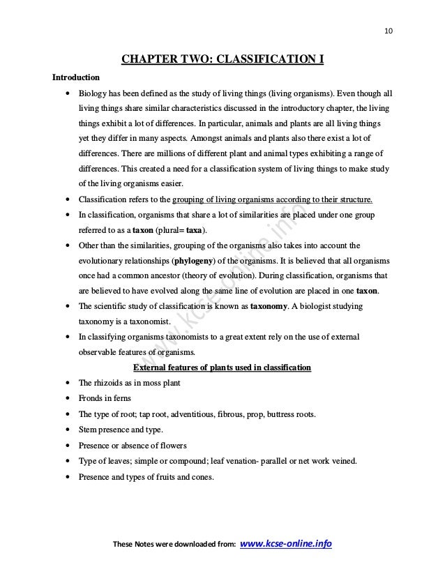 Biology notes form 1