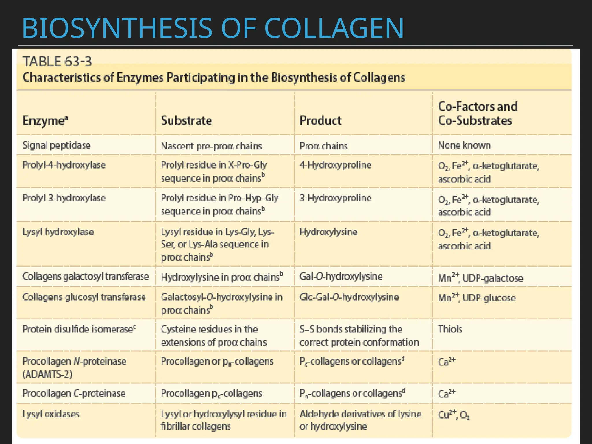 BIOSYNTHESIS OF COLLAGEN
 