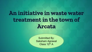 An initiative in waste water
treatment in the town of
Arcata
Submitted By:
Saksham Agrawal
Class 12th A
 