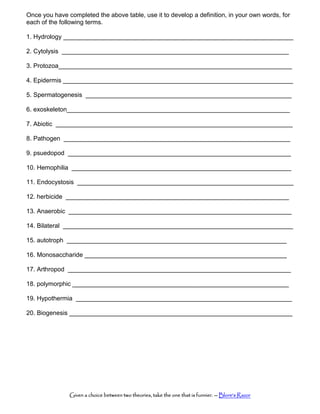Science prefix and suffix worksheet