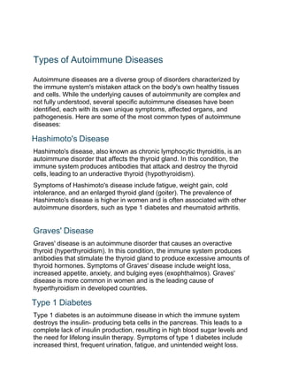 Comprehensive Overview of Autoimmune Diseases: Causes, Types, Diagnosis ...