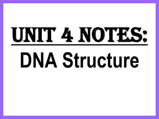 Unit 4 Notes:
DNA Structure

 