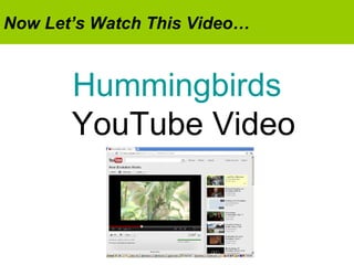 Natural Selection video
Hummingbirds
YouTube Video
Now Let’s Watch This Video…
 