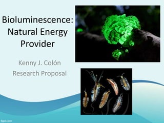 Bioluminescence:
Natural Energy
Provider
Kenny J. Colón
Research Proposal
 