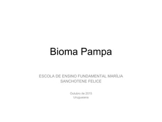Bioma Pampa
ESCOLA DE ENSINO FUNDAMENTAL MARÍLIA
SANCHOTENE FELICE
Outubro de 2015
Uruguaiana
 
