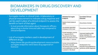 Biomarkers and their role in drug discovery and development | PPTX