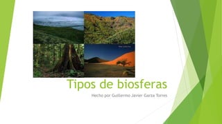 Tipos de biosferas 
Hecho por Guillermo Javier Garza Torres 
 