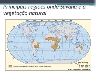 Principais regiões onde Savana é a
vegetação natural
 