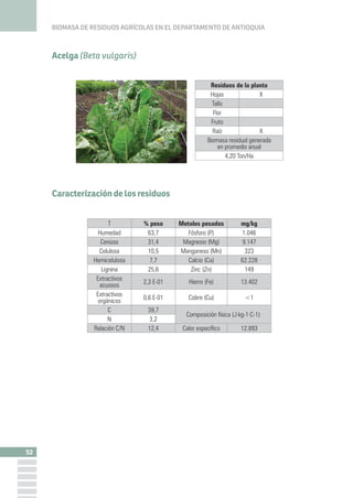 BIOMASA DE RESIDUOS AGRÍCOLAS EN EL DEPARTAMENTO DE ANTIOQUIA
56
Caracterización de los residuos
Apio (Apium graveolens)
C...