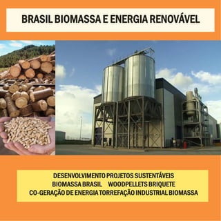 DESENVOLVIMENTOPROJETOS SUSTENTÁVEIS
BIOMASSABRASIL WOODPELLETSBRIQUETE
CO-GERAÇÃODE ENERGIATORREFAÇÃOINDUSTRIALBIOMASSA
BRASIL BIOMASSA E ENERGIA RENOVÁVEL
 