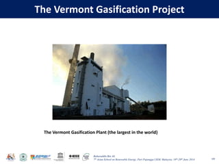 Baharuddin Bin Ali
7th Asian School on Renewable Energy, Puri Pujangga UKM, Malaysia, 16th-20th June 2014
The Vermont Gasification Project
109
The Vermont Gasification Plant (the largest in the world)
 