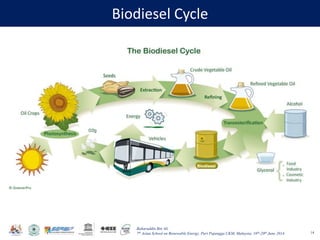 Baharuddin Bin Ali
7th Asian School on Renewable Energy, Puri Pujangga UKM, Malaysia, 16th-20th June 2014
Biodiesel Cycle
14
 