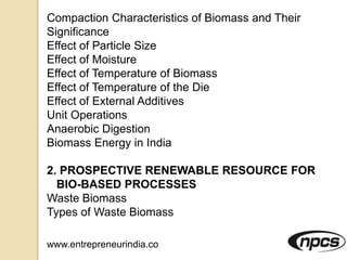 Biomass Based Products (Biochemicals, Biofuels, Activated Carbon) | PPTX