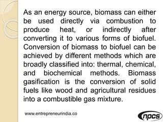 Biomass Based Products (Biochemicals, Biofuels, Activated Carbon) | PPTX