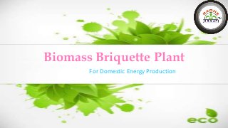 Biomass Briquette Plant
For Domestic Energy Production
 