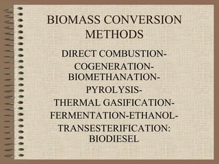 Biomass conversion for energy | PDF