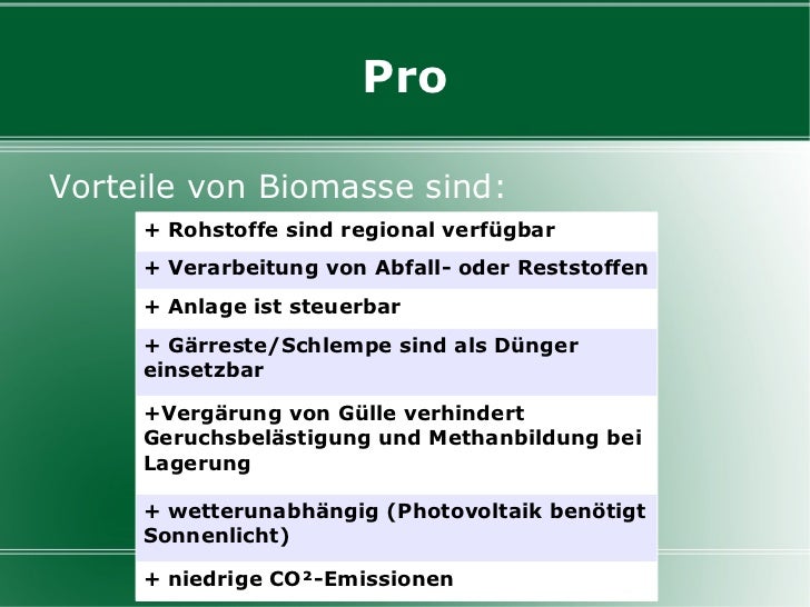 Vor Und Nachteile Von Biomasse