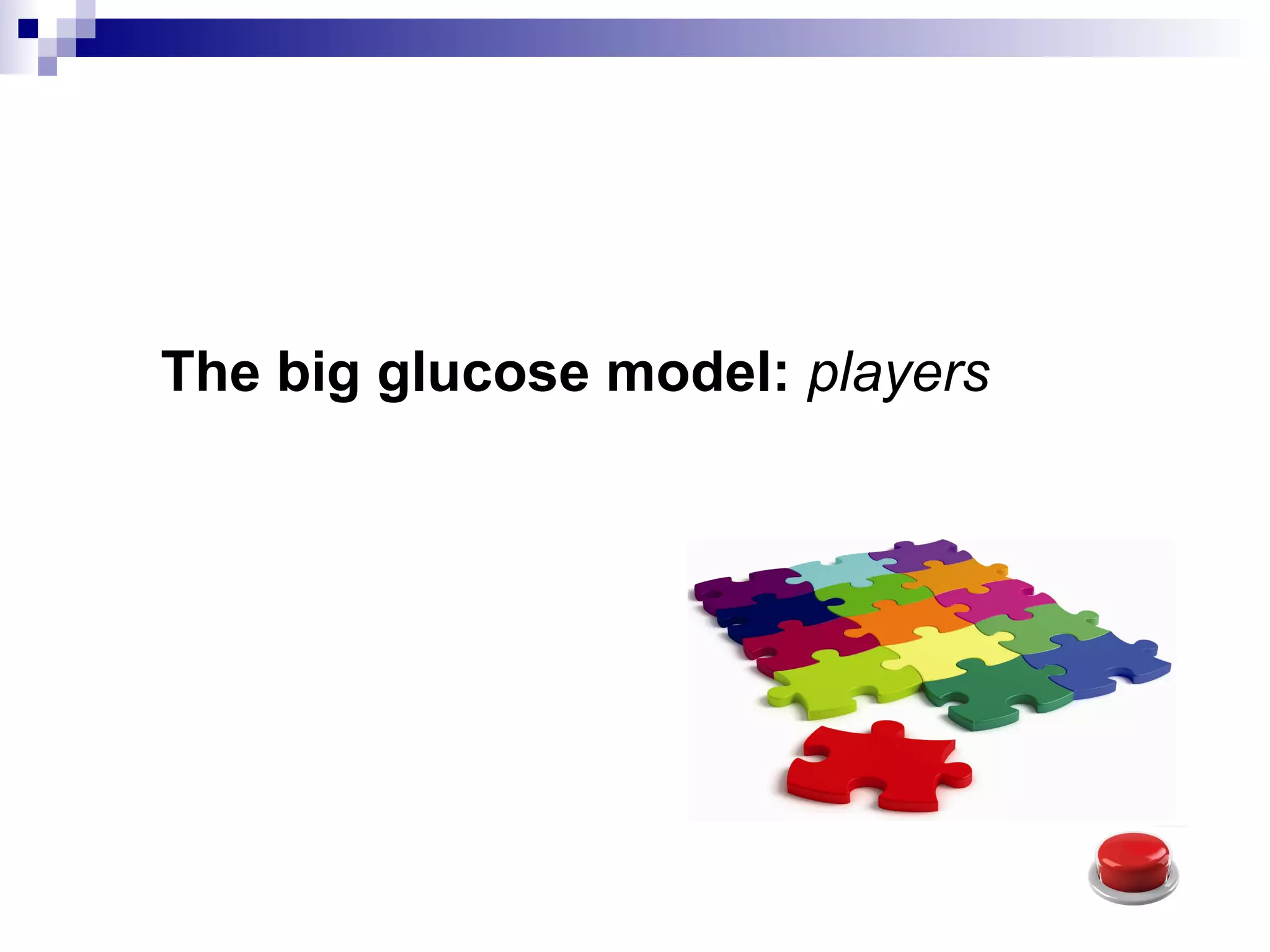 The big glucose model: players
 