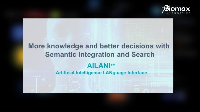 More knowledge and better decisions with
Semantic Integration and Search
AILANI™
Artificial Intelligence LANguage Interface
 